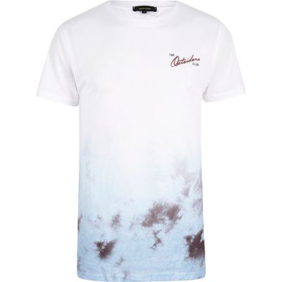 White and blue outsiders fade tie dye T-shirt